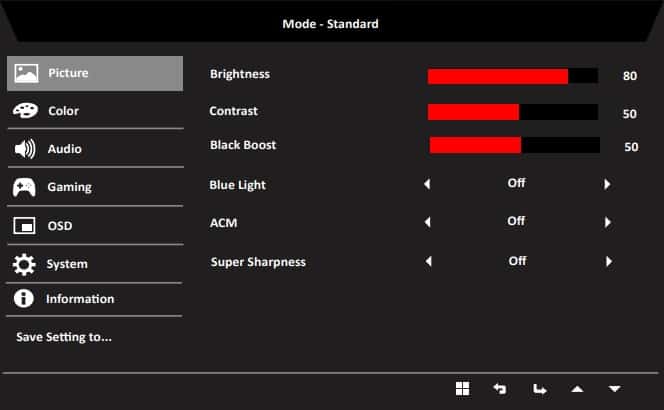 acer kg241qp osd menu