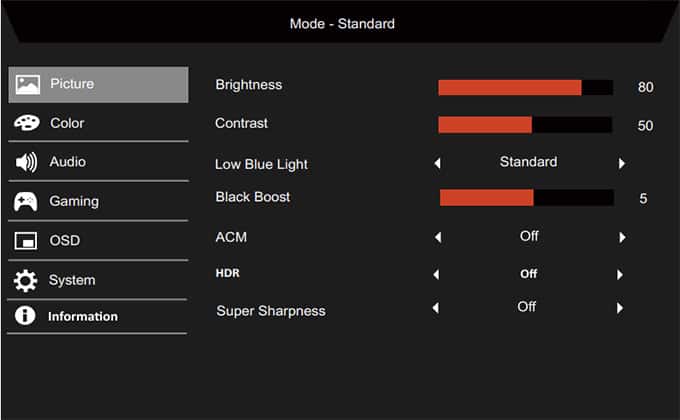 Acer Nitro KG241Y Sbiip OSD Menu