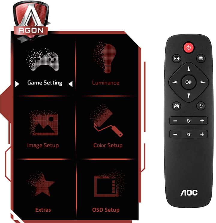 AOC Agon AG493UCX2 OSD menu and remote