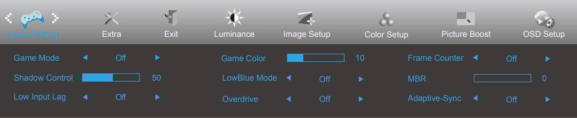 aoc cq27g2 osd menu layout