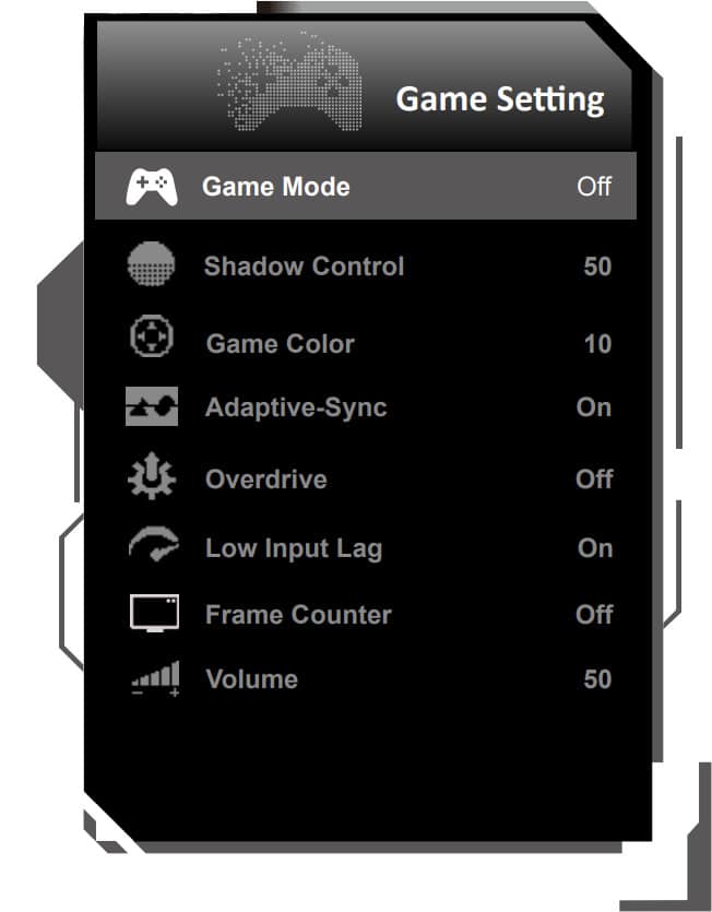 AOC Q27G3XMN OSD Menu