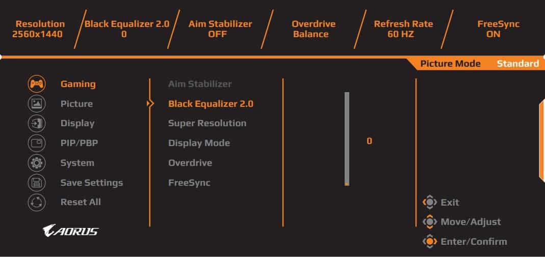aorus fi27q p osd menu layout