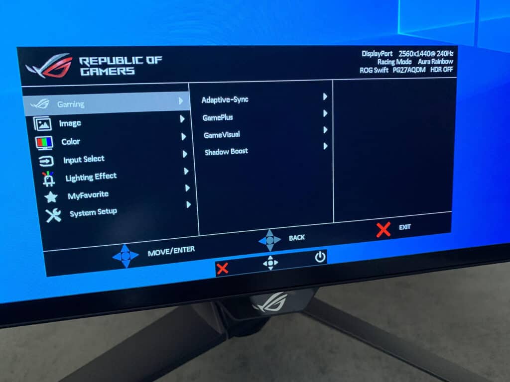 ASUS PG27AQDM OSD Menu