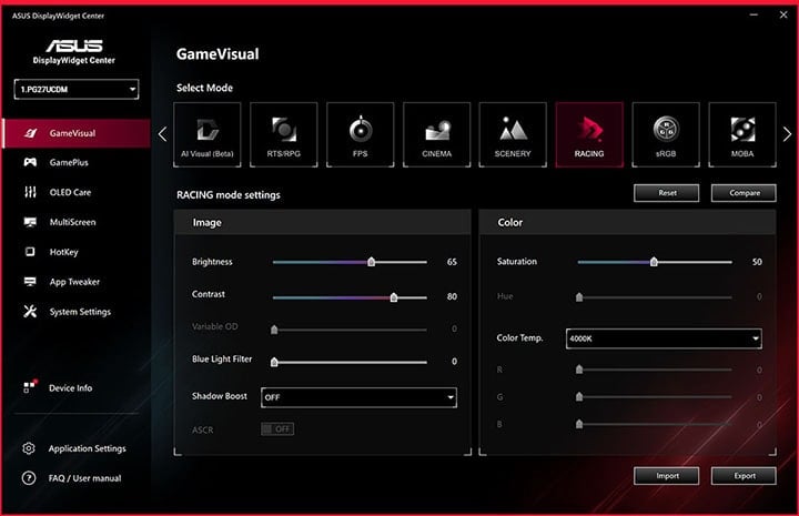 ASUS PG27UCDM DisplayWidget