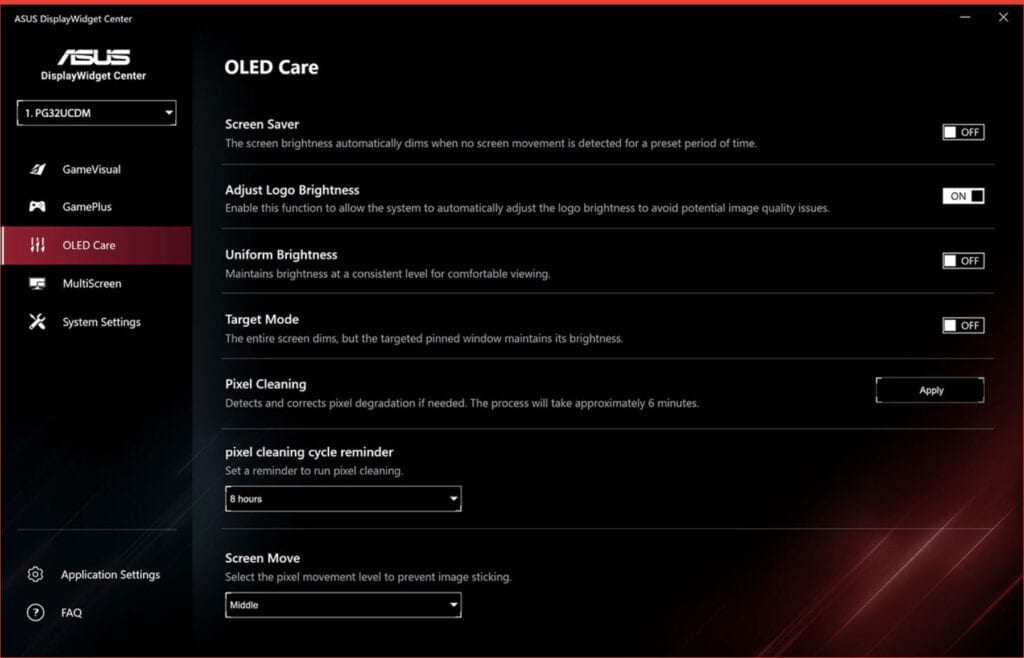 ASUS PG32UCMD OLED Care Features 1