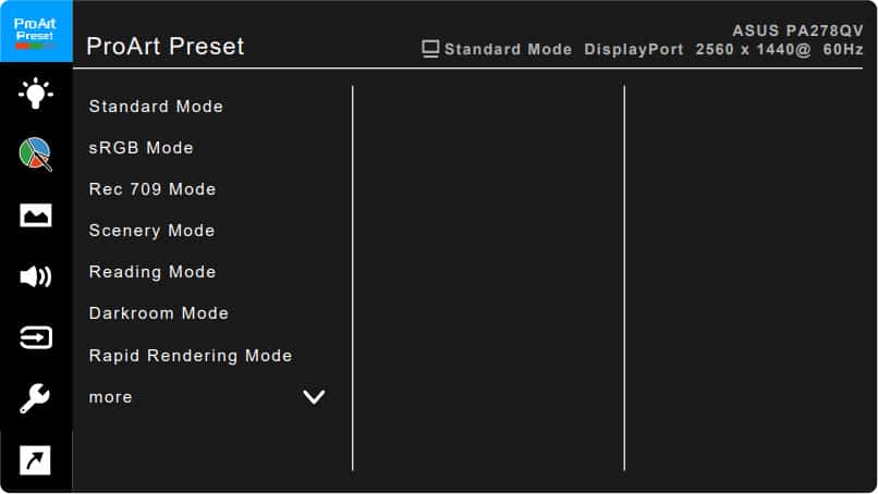 asus proart pa278qv monitor osd menu