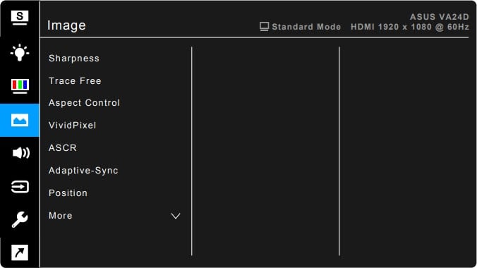 asus va24dq osd menu layout