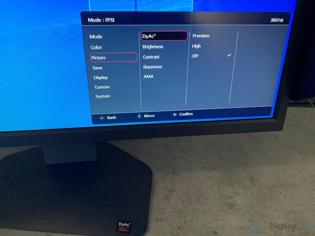 BenQ XL2566K OSD Menu
