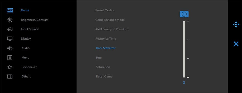 Dell G2722HS OSD Menu