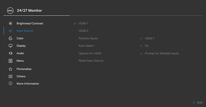 Dell S2425HS OSD Menu