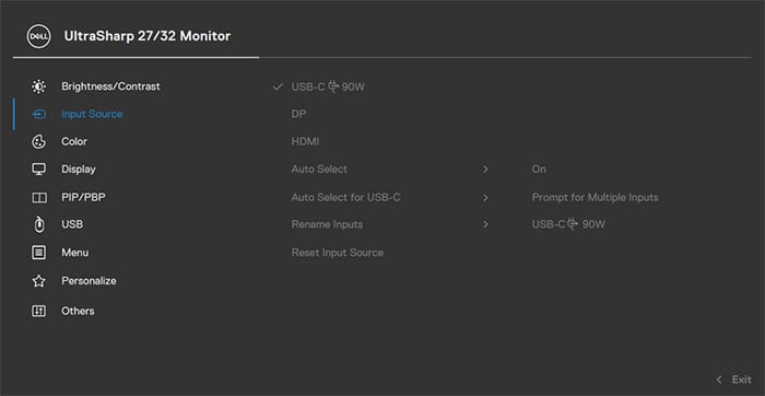 Dell UltraSharp U2723QE OSD Menu