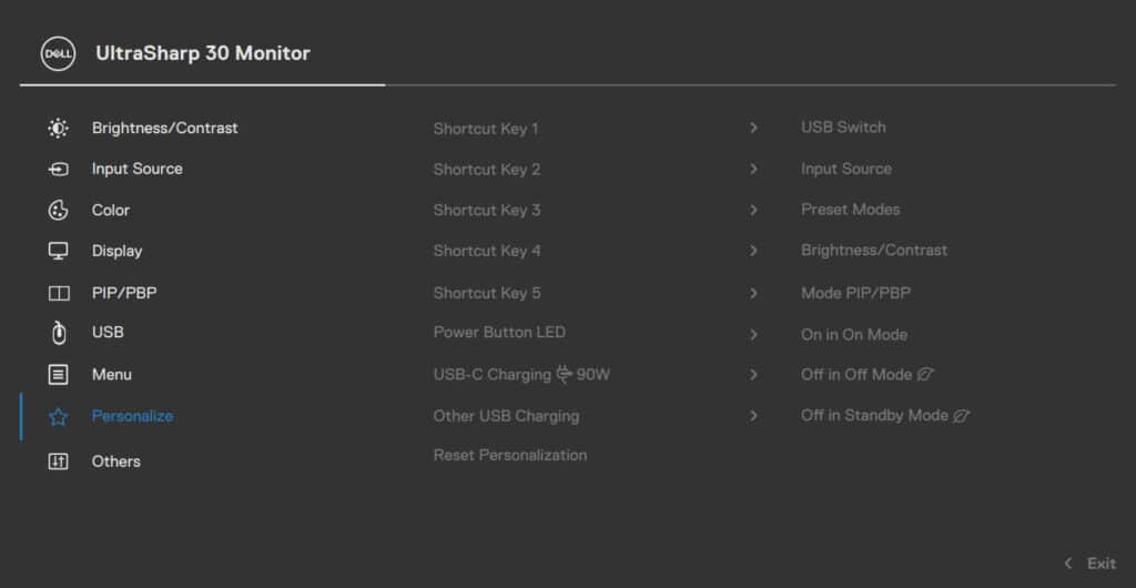 Dell UltraSharp U3023E Monitor OSD Menu
