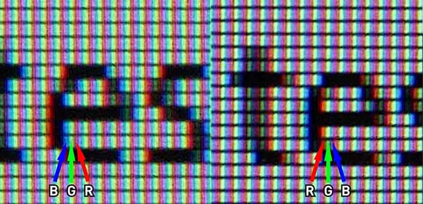 different monitor subpixel layouts