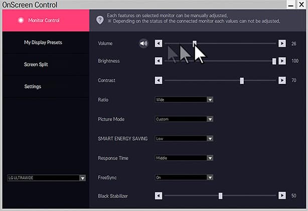 lg on-screen control feature