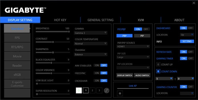 Gigabyte M27Q X OSD Sidekick