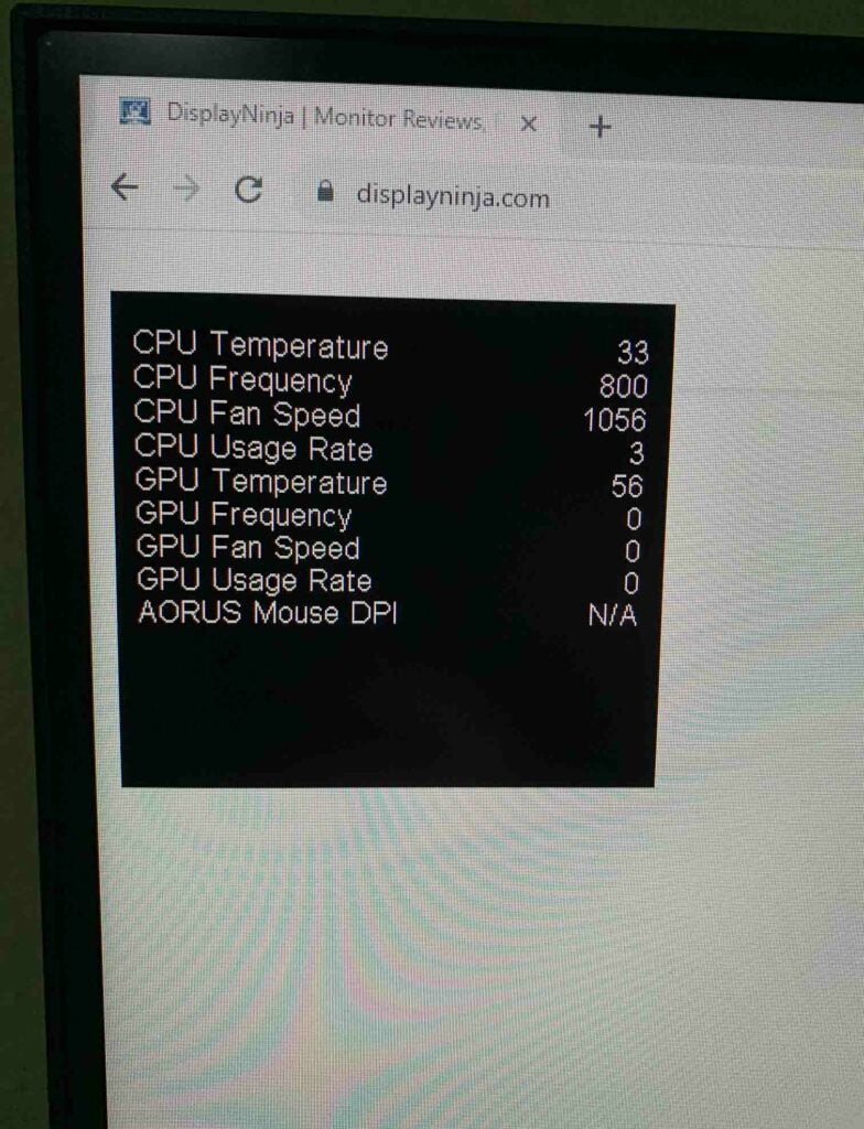 Gigabyte M32QC Dashbaord