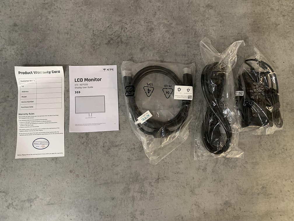 KTC H27T22S Cables and Documents