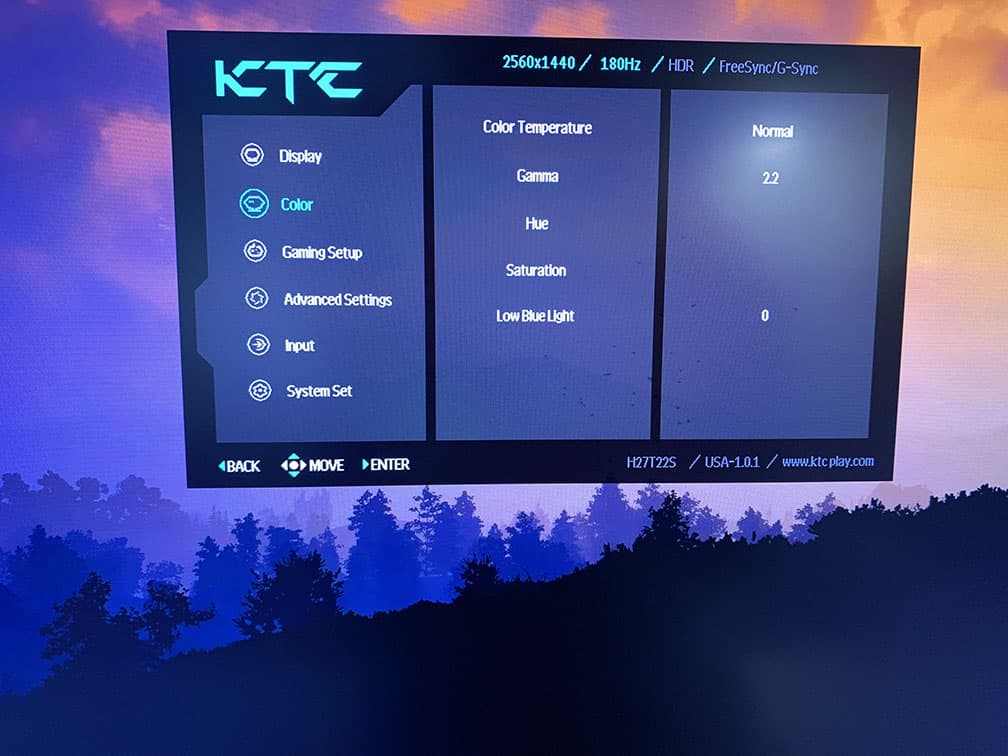 KTC H27T22S On Screen Display