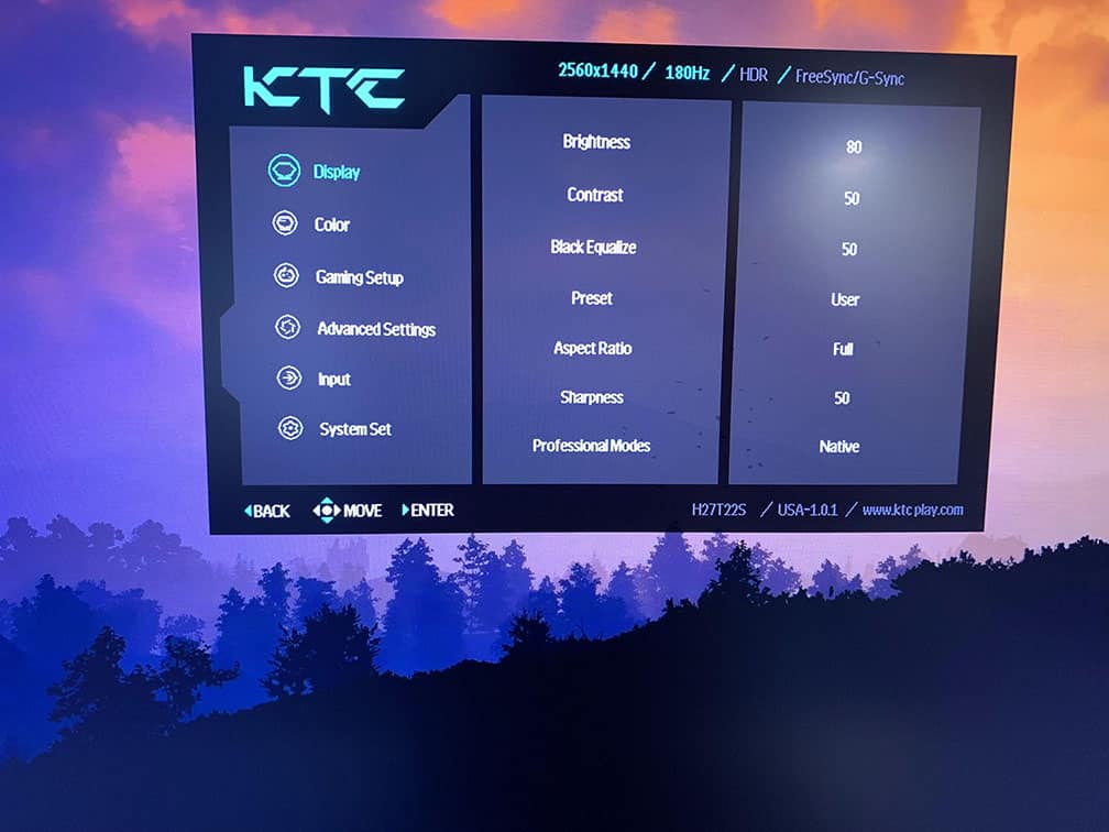 KTC H27T22S OSD Menu