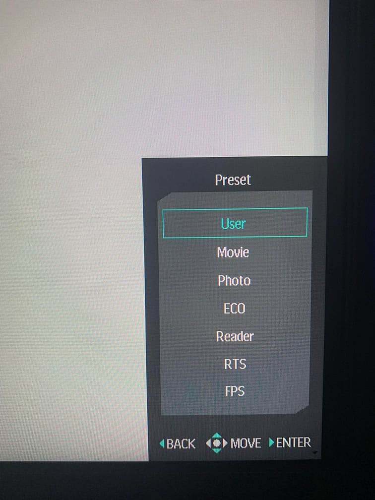 KTC H32S25E OSD Hotkey Presets