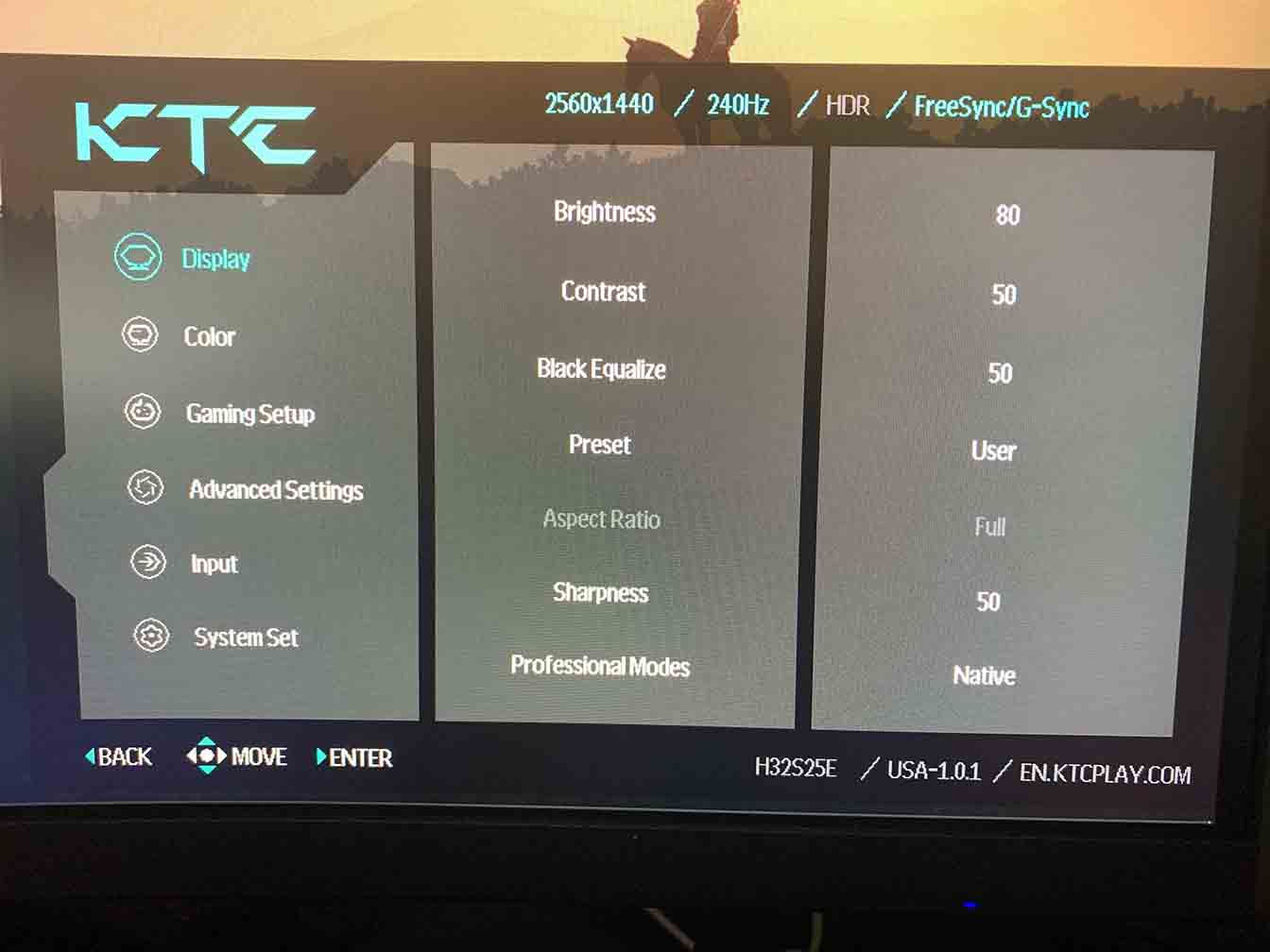KTC H32S25E OSD Menu 1