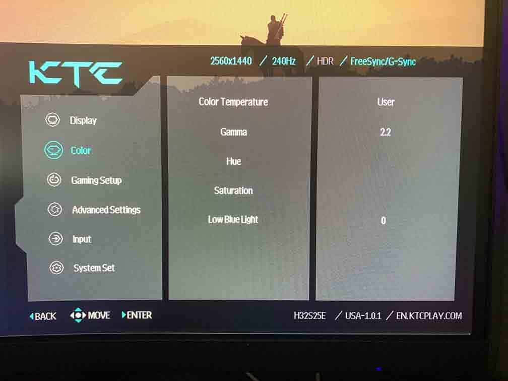 KTC H32S25E OSD Menu 2