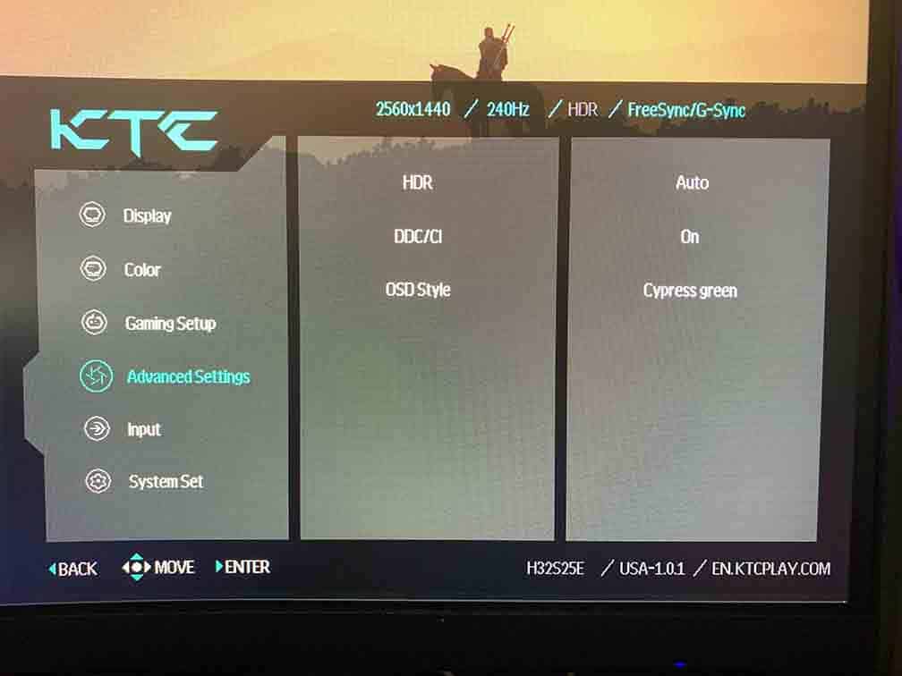 KTC H32S25E OSD Menu 4