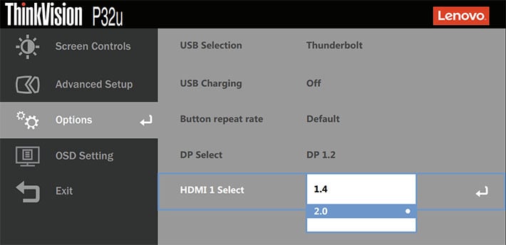 Lenovo ThinkVision P32u 10 OSD Menu