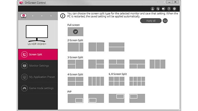 LG 38WN75C On Screen Control