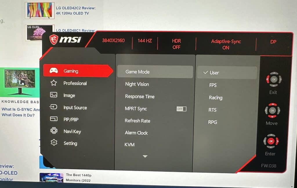MSI MAG281URF OSD