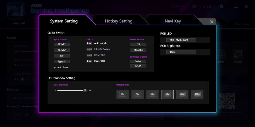 MSI MPG 321CURX MSI Gaming Intelligence App 3