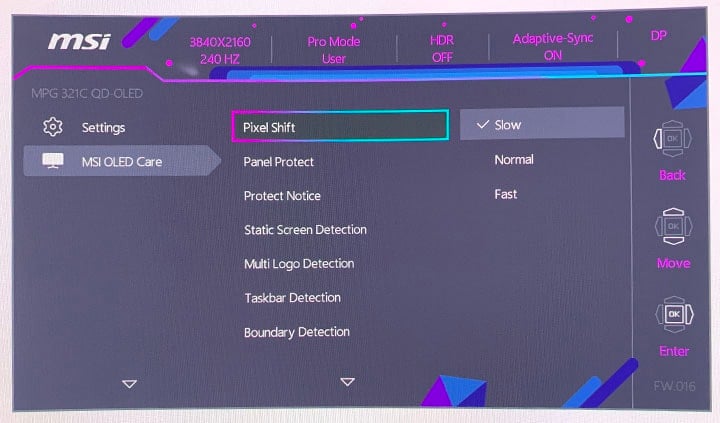 MSI MPG 321CURX OSD Menu 2