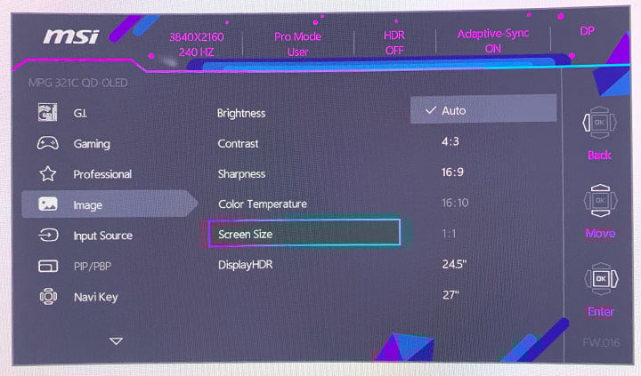 MSI MPG 321CURX OSD Menu 7