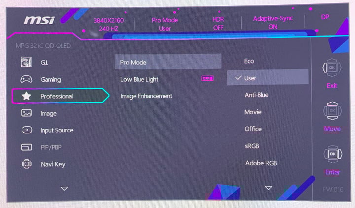 MSI MPG 321CURX OSD Menu 8