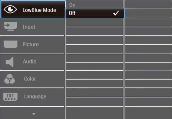Philips 242E1GSJ On screen Display Menu Layout