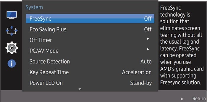 Samsung C27F398 OSD Menu