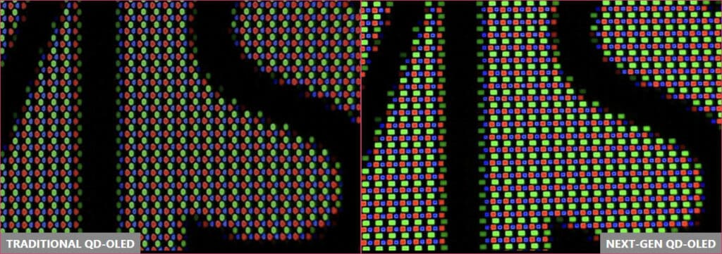 Traditional Vs Next gen QD OLED Subpixel Layout