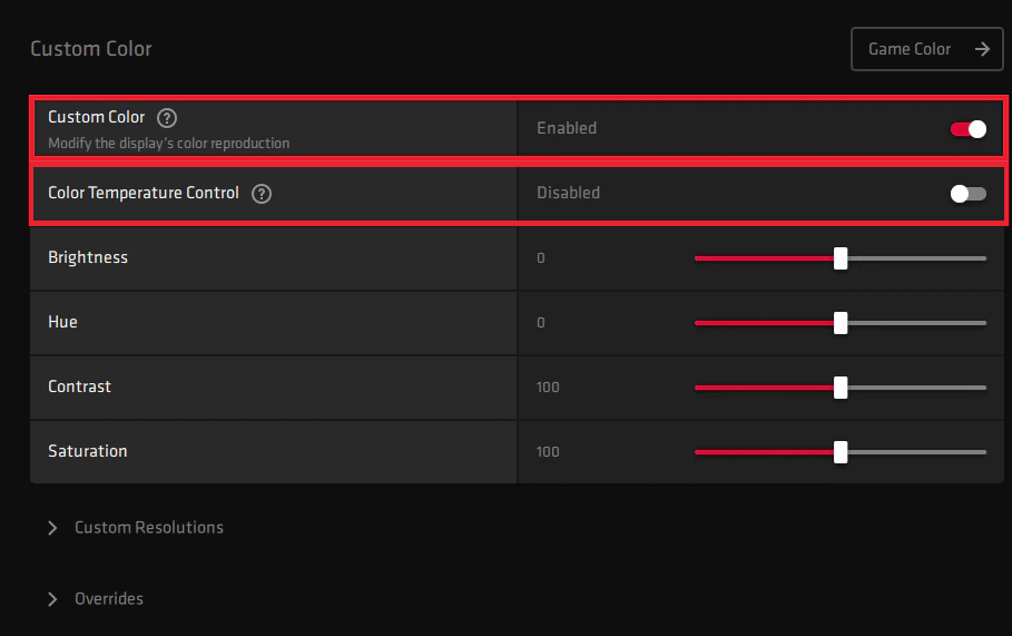 amd drivers srgb gamut clamp