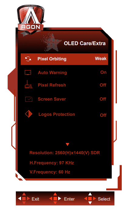 AOC AGON PRO AG276QZD2 Review Burn in Prevention Features