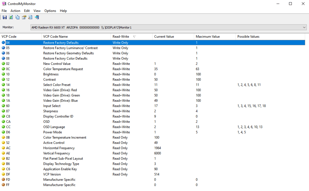 Arzopa S1 Table DDC CI