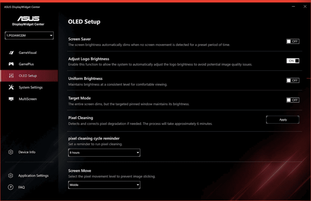 ASUS OLED Care Features