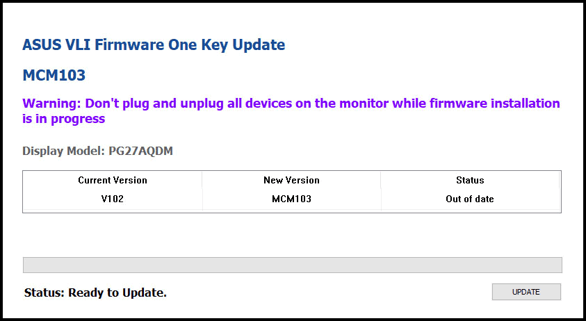 ASUS ROG PG27AQDM Firmware Update