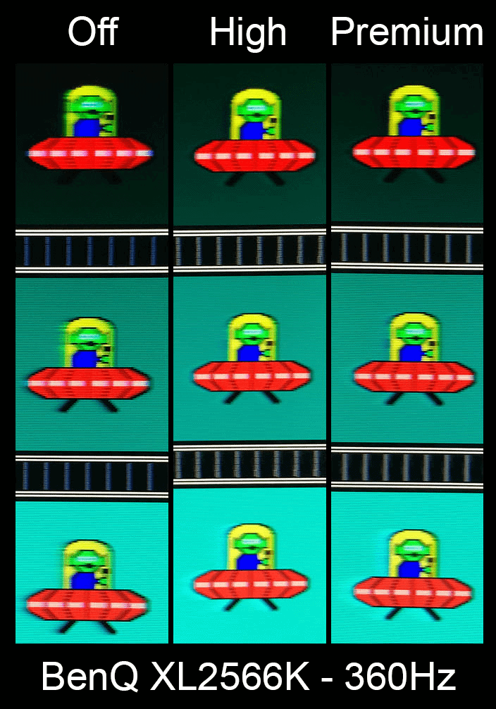 BenQ XL2566K 360Hz UFO Ghosting Test DisplayNinja