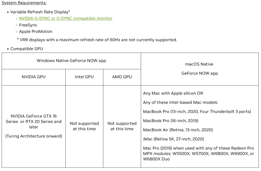 G SYNC Now VRR Support