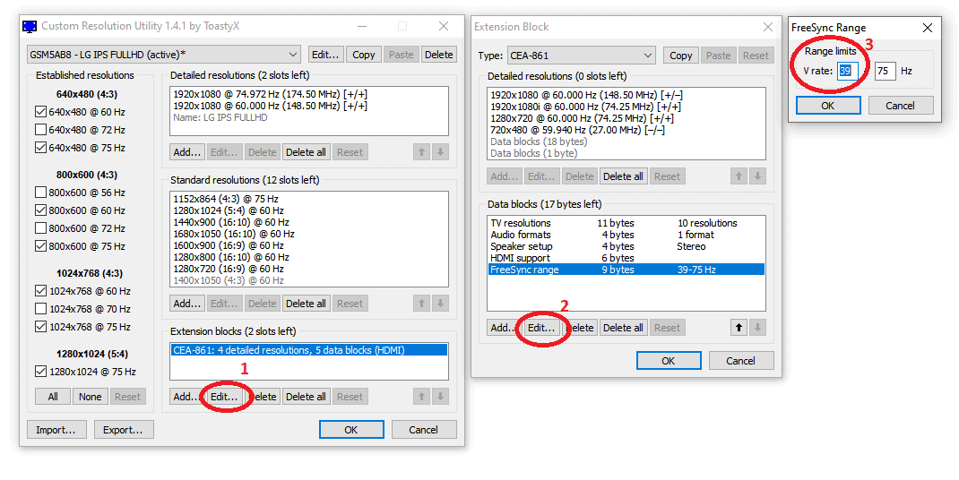 how to edit freesync range over hdmi