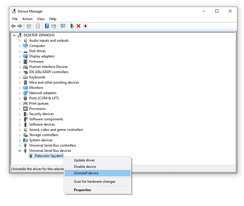 How To Uninstall Datacolor SpyderX Drivers