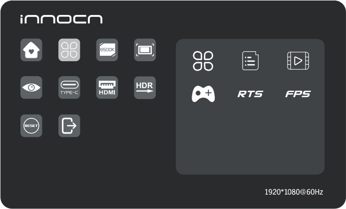 Innocn 15A1F OSD Menu