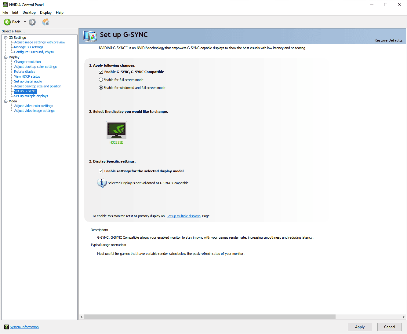 KTC H32S25E NVIDIA G SYNC Compatible