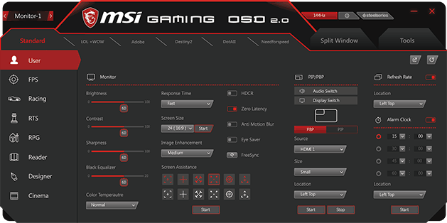 msi mag272qr osd menu