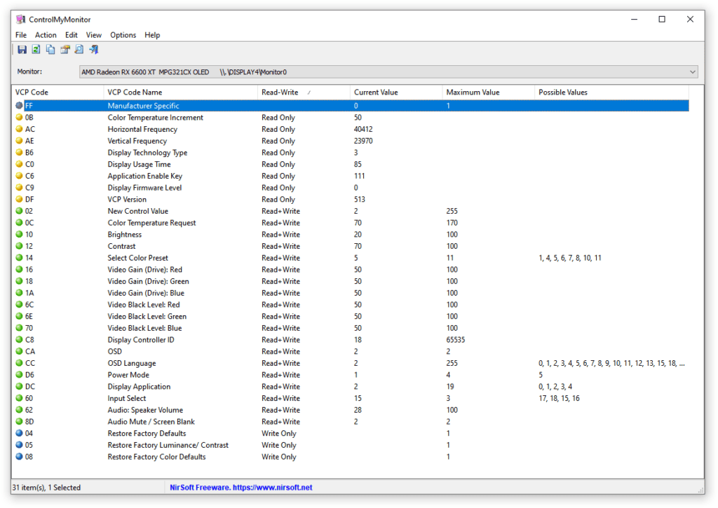 MSI MPG 321CURX DDC CI